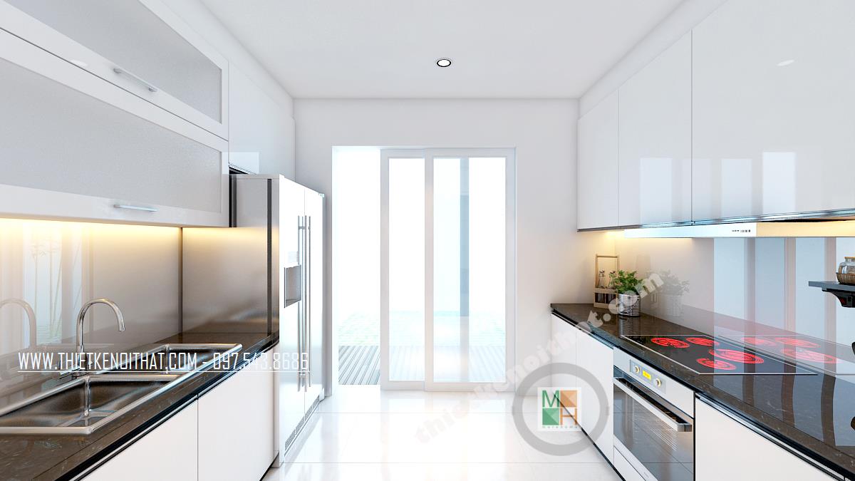 kính màu ốp bếp biệt thự garmuda
