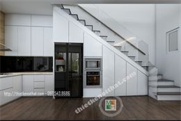 Kính ốp bếp màu đen cho nhà phố