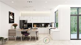 Kính ốp bếp màu đen cho nhà phân lô