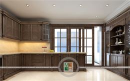 Kính ốp bếp màu vàng căn hộ Duplex Mandarin