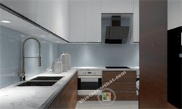 Kính ốp bếp màu xanh tại Vinhome