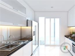 Kính màu ốp bếp biệt thự Garmuda